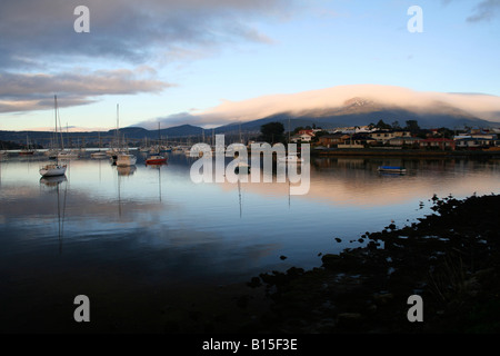 Tasmanien - schönen Blick in Richtung Mount Wellington im Morgengrauen Stockfoto