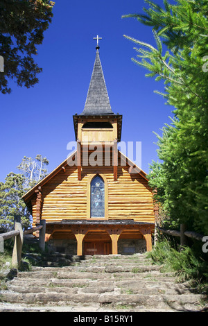 Holzkirche am Nahuel Huapi Nationalpark in der Nähe der Stadt San Carlos de Bariloche Argentinien Stockfoto