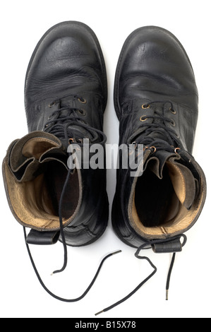 Britische Armee Kräfte Problem schwarze Armee Lederstiefel Stockfoto