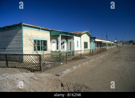 Häuser im Wohnungsbau von der verlassenen Bergbau Humberstone, in der Nähe von Iquique, Chile Stockfoto