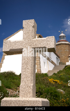 Gedenkstätte Kreuz am Kap Fisterra an der Atlantikküste von A Coruña Provinz von Spanien Region Galicien. Stockfoto