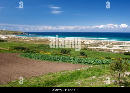 Küstenlandschaft in der Nähe von Kap Touriñán entlang der atlantischen Küste von A Coruña Provinz von Spanien Region Galicien. Stockfoto