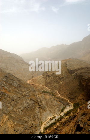 Mit Blick auf Schlange-Schlucht in das Hajar-Gebirge des Sultanats von Oman Stockfoto