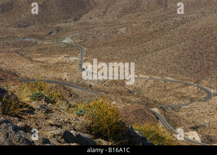 Motorräder auf die Palmen, Pinien Highway, Palm Desert, Kalifornien Stockfoto