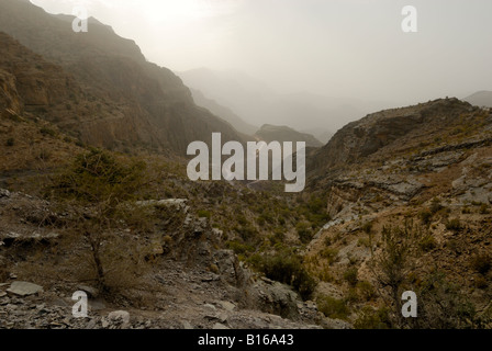 Der Weg ins Wadi Bani Awf in das Hajar-Gebirge des Sultanats von oman Stockfoto