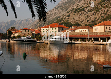 Marina und der alten Stadt von Kotor-Montenegro Stockfoto