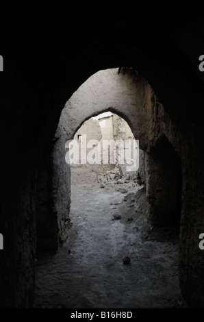 Die zerstörte Stadt von Manah, in der Nähe von Nizwa im Sultanat Oman. Stockfoto