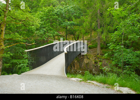 Neue Fußgängerbrücke über den Fluß Brathay in der Nähe von Skelwith Brücke, Langdale Valley, Lake District National Park, Cumbria, England UK Stockfoto