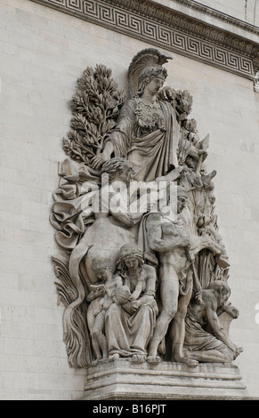 Arc de Triomphe Bogen des Triiumph Closeup Statuen Stockfoto