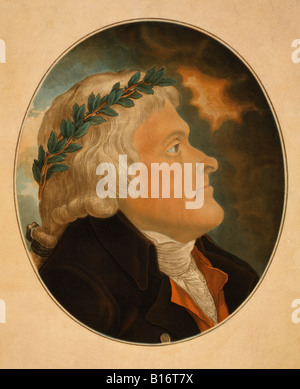 Thomas Jefferson, 1743 - 1826. 3. Präsident der USA. Aus einem Aquatinta aus dem frühen 19.. Jahrhundert. Stockfoto