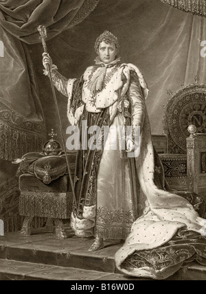 Napoleon I., Kaiser von Frankreich, 1769-1821. Hier in seiner Krönung Roben gesehen. Napoléon Bonaparte, französischer Staatsmann und Heerführer. Stockfoto