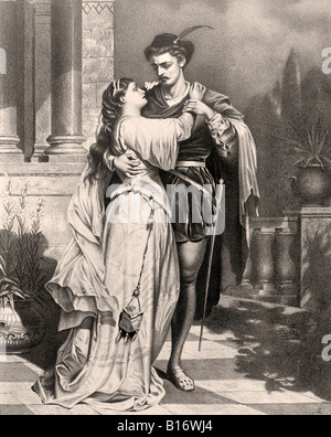 Romeo und Julia, nach einem Stich aus dem 19.. Jahrhundert. Stockfoto