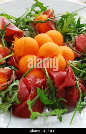 Schinken und Melone Stockfoto