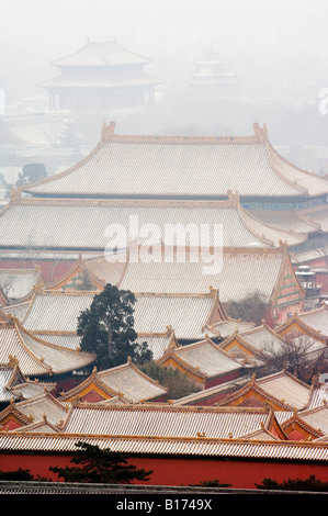 schneebedeckte verbotenen Stadt Palast Museum Unesco World Heritage Site Peking China Stockfoto