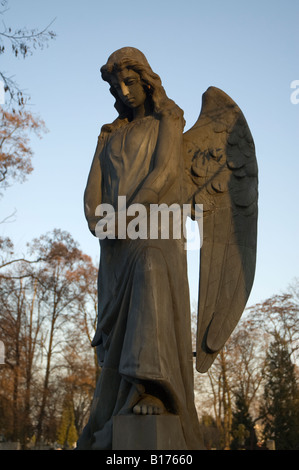 Nahaufnahme eines Engels in Bródno Friedhof, Warschau, Polen Stockfoto