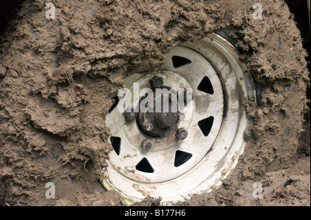 Schlammigen Rad an der ALRC nationalen 2008 RTV-Studie. Stockfoto