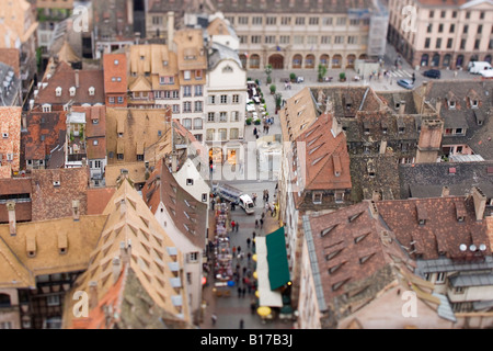 Blick vom Dom über die alte Stadt Straßburg Frankreich Juni 2008 Stockfoto