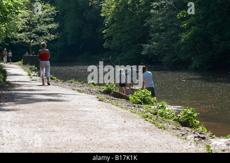 Menschen zu Fuß auf Weg und Paddeln im River Frome er parken Sie Bristol Stockfoto