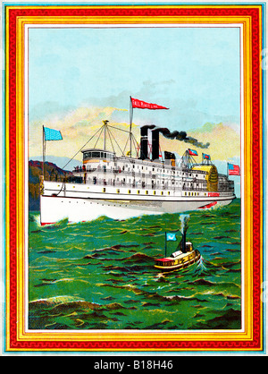 Pilger Fall River Line geschält das doppelte Raddampfer ins Leben gerufen im Jahr 1883 auf der Strecke von Boston nach New York Stockfoto