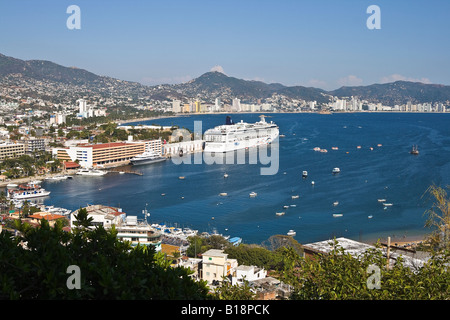 Blick vom ehemaligen Casablanca Hotel, Acapulco, Guerrero, Mexiko. Stockfoto