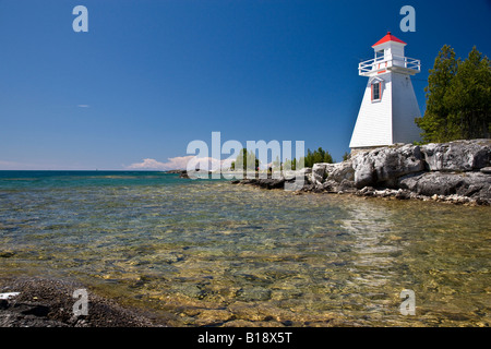 Leuchtturm in South Baymouth, Manitoulin Island, Ontario, Kanada. Stockfoto