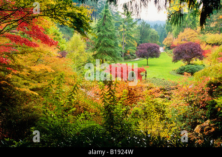 Herbst im Butchart Gardens, Victoria, Vancouver Island, British Columbia, Kanada. Stockfoto