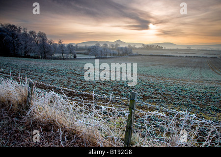 Nähe Richtfest am frostigen und nebligen Morgen aus England Nunthorpe Kirche Cleveland Stockfoto