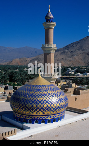 Nizwa Moschee, Nizwa, Oman. Eine der ältesten und bekanntesten Festungen in Oman ist in Nizwa. Stockfoto