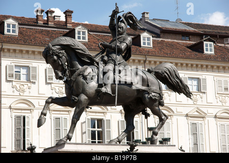 Emanuele Filiberto Denkmal in Piazza San Carlo. Stockfoto