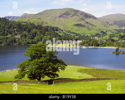 Blick über See Ullswater Glenridding Pier im englischen Lake District Stockfoto