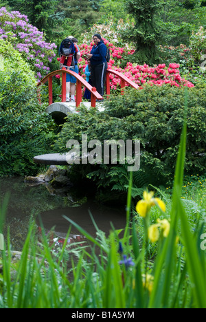 Ein paar genießt im Seattles Kubota Garten spazieren. Stockfoto