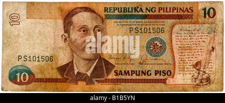 Banknote, zehn Philippinischer Peso Stockfoto