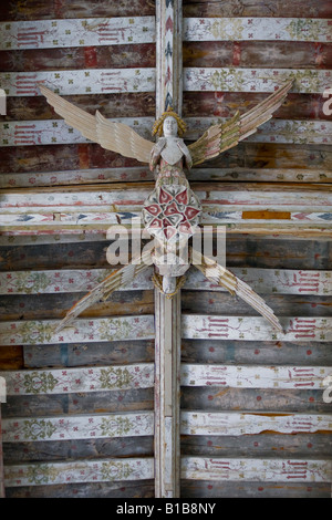 Detail der historisch bedeutendsten Angel Dach im mittelalterlichen Blythborough Kirche Suffolk England UK Stockfoto