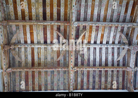 Detail der historisch bedeutendsten Angel Dach im mittelalterlichen Blythborough Kirche Suffolk England UK Stockfoto