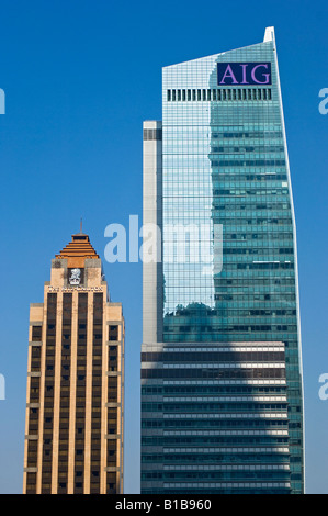 Die AIG Tower und Ritz Carlton auf der linken Seite. Hong Kong Island, China Stockfoto