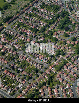 Roundhay, North Leeds Vorstadtgehäuse aus der Luft, West Yorkshire, Nordengland Stockfoto