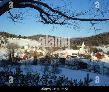 New England Dorf im Winter Stockfoto