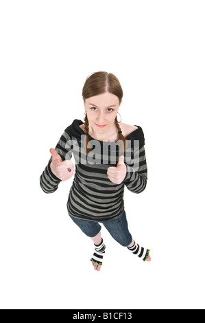 Frau mit Zebra Kleidung von oben gesehen Stockfoto