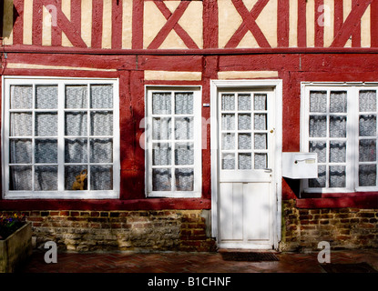 Halbe Fachwerkhaus Detail, Beuvron En Auge, Normandie, Frankreich Stockfoto