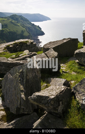 Blick vom Castle Rock, The Valley of Rocks, in der Nähe von Lynton, Exmoor National Park, Devon, England, UK Stockfoto