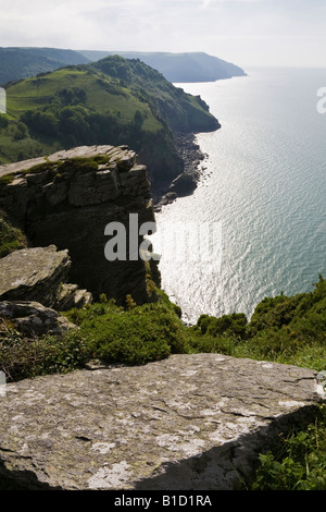 Blick vom Castle Rock, The Valley of Rocks, in der Nähe von Lynton, Exmoor National Park, Devon, England, UK Stockfoto