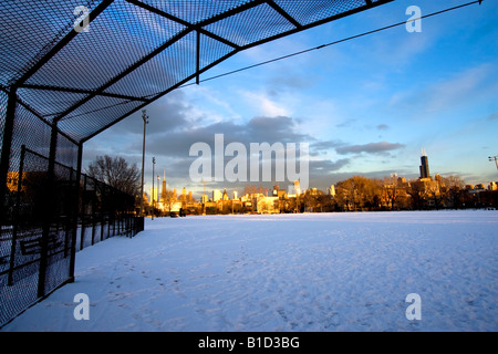 Eckhart-Park in Chicago im Winter. Stockfoto