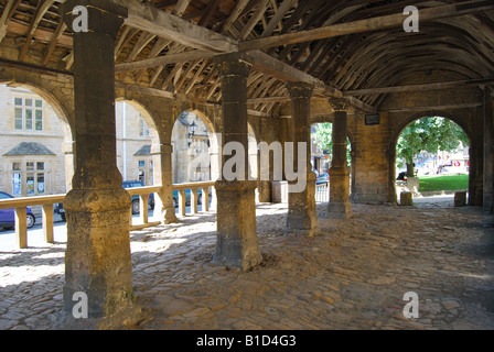 Mittelalterliche Markthalle Interieur, High Street, Chipping Campden, Gloucestershire, England, Vereinigtes Königreich Stockfoto