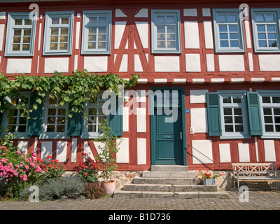 halbe Fachwerkhaus in der alten Stadt von Höchst Frankfurt Höchst Hoechst in Frankfurt am Main Hessen Deutschland Stockfoto