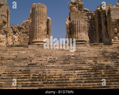 Im Inneren der Tempel des Apollo - Schritte bis zu den Oracle-Raum, Didim, Türkei Stockfoto