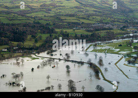 Überschwemmungen in Conwy Valley Stockfoto