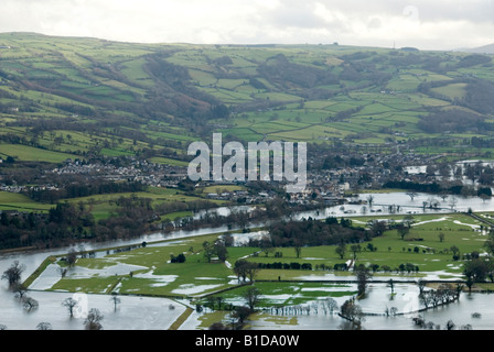 Überschwemmungen in Conwy Valley Stockfoto