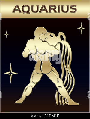 Golden Zodiac Sign Illustration mit Namen Stockfoto