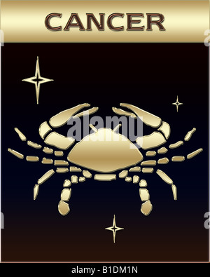 Golden Zodiac Sign Illustration mit Namen Stockfoto