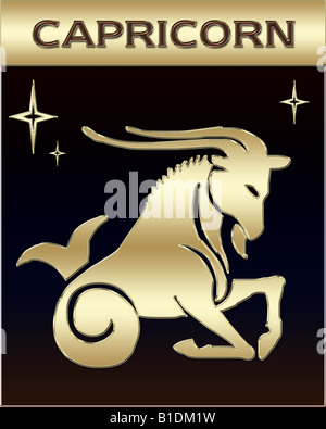 Golden Zodiac Sign Illustration mit Namen Stockfoto